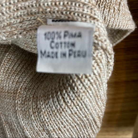Peruvian Connection 100% pima cotton pullover sweater in oatmeal Size M - Picture 4 of 6